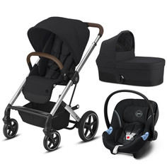 Коляска 3в1 Cybex Balios S Lux SLV Deep Black (с адаптером и дождевиком)