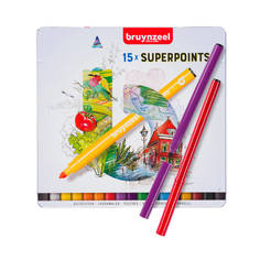 Набор фломастеров Bruynzeel Kids Superpoint BS-60324015 15 цветов в металлической коробке
