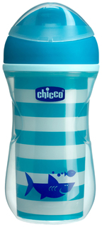 Чашка-поильник Chicco Active Cup носик ободок 14+ мес синий голубой, 266 мл