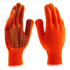 Перчатки трикотажные, Сибртех 68669, акрил, ПВХ гель,"Протектор", оранжевый, оверлок