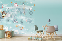 Фотообои Photostena Компаньоны к обоям Детская карта для малышей 2 x 2,7 м