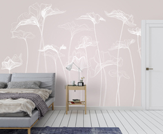 Фотообои Photostena Белые цветы на бежевом фоне 4 x 2,7 м