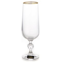 Бокалы для шампанского 180 мл 6 шт Crystalite Bohemia "Клаудия Отводка золото" 094194