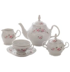 Чайный сервиз на 6 персон 15 предметов Thun "Бернадотт Серая роза платина" 125828