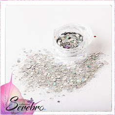 Дизайн для ногтей Serebro Лазерный блеск серебряный
