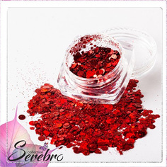 Дизайн для ногтей Serebro Лазерный блеск красный