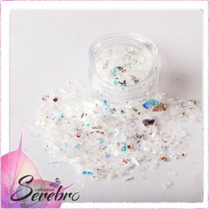 Дизайн для ногтей Serebro Слюда белый