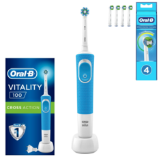 Комплект зубная щетка Braun Oral-B Vitality D100.413.1 CrossAction+Насадки Oral-B EB20RB