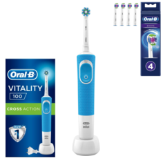 Комплект зубная щетка Braun Oral-B Vitality D100.413.1 CrossAction+Насадки Oral-B EB18рRB