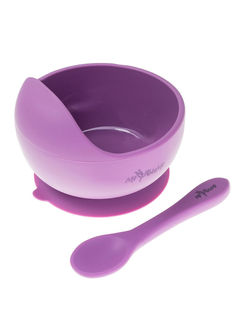 Силиконовая тарелка на присоске + ложечка Miyoumi Lavender T0001/233