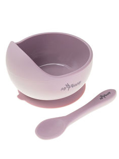 Силиконовая тарелка на присоске + ложечка Miyoumi Dusky Lilac T0001/267