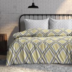 Постельное Белье из Поплина "Унисон" (50х70) "Skyline" Евростандарт рис. 15882-2/15881-3 Тейковский ХБК