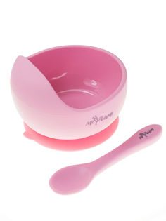Силиконовая тарелка на присоске + ложечка Miyoumi Baby pink T0001/234