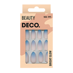 Набор накладных ногтей DECO. BRIGHT GLOW matt blue (24 шт + клеевые стикеры 24 шт)