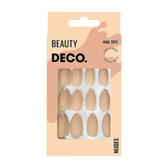 Набор накладных ногтей DECO. NUDES cream almond (24 шт + клеевые стикеры 24 шт)