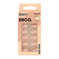 Набор накладных ногтей DECO. NUDE CHICK pink marble (24 шт + клеевые стикеры 24 шт)