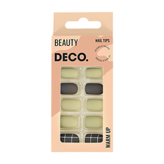 Набор накладных ногтей DECO. WARM UP olive (24 шт + клеевые стикеры 24 шт)