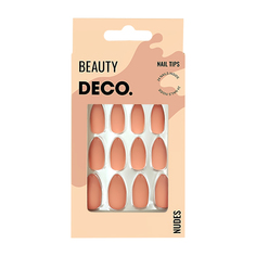 Набор накладных ногтей DECO. NUDES caramel almond (24 шт + клеевые стикеры 24 шт)
