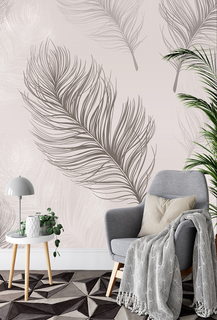 Фотообои Photostena Перья на бежевом фоне 2 x 2,5 м