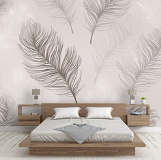 Фотообои Photostena Перья на бежевом фоне 3,4 x 2,7 м