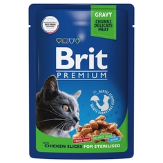 Влажный корм для кошек Brit Premium цыпленок в соусе 14 шт х 85 гр Brit*