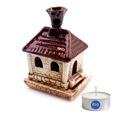 Аромалампа "Дом" керамика с глазурью (14х10х8) + свеча в гильзе ELG