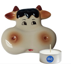 Арома-увлажнитель керамический "Корова" (11,5 х 12 см) + свеча в гильзе ELG