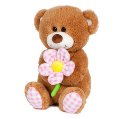 Мягкая игрушка Maxi Toys Мишка с ромашкой, озвученный, 20 см Maxitoys