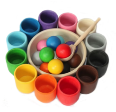 Сортер "Шарики и ступки", маленькие, размер ступки: 3,5 × 3,5 × 5 см Уланик