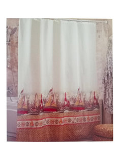 Штора для ванной комнаты без колец Miranda 180*200 см. Водонепроницаемая. Корабли