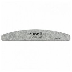 Пилка RuNail для искусственных ногтей Premium, серая, полукруглая, 100/100
