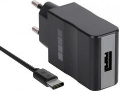 Сетевое зарядное устройство InterStep USB QC3.0 + кабель USB-Type-C 1м (черный)