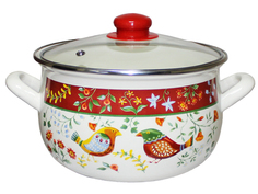 Кастрюля эмал.со стекл.крышкой 3,1л Малиновка No Brand