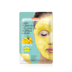 Тканевая маска Purederm Deep Purifying Yellow O2 Bubble Mask Turmeric, 3 шт