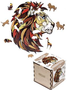 Деревянный пазл Eco Wood Art Лев 21x19 см арт. epuz-S-lion