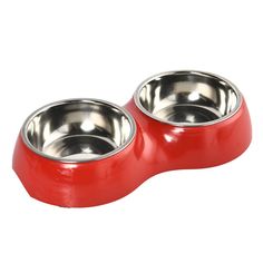 Двойная миска для любое животное Foxie, металл, красный, 0.4 л
