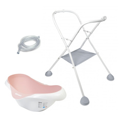 Ванночка пластиковая Beaba Babybath Cameleo с базой, Old Pink, шланг 920354-920316