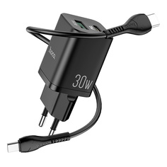 Сетевое зарядное устройство быстрое PD+QC 3.0 USB Type-C Hoco N13 Bright - Черное