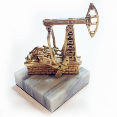 Статуэтка "Нефтяная качалка" из бронзы и мрамора (6 см) No Brand