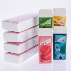 Воск для депиляции в картриджах 4 шт и восковые полоски для депиляции 400 шт Ladema