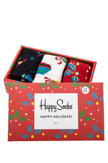 Набор носков мужских Happy Socks XMAS08 6500 синих 41-46 EU