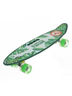Скейт пенни-борд Igrokat Jungle 23" с ручкой и динамической подсветкой колес Игрокат