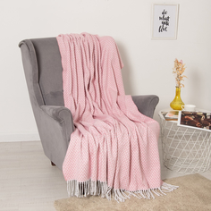 Vladi Плед структурный Валенсия (хлопок), 140х200, Антонио бел/ярк. роз (ПАКЕТ П/Э)