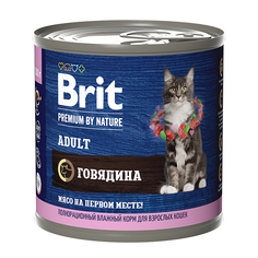 Влажный корм для кошек Brit Premium by Nature, с мясом говядины, 200 г Brit*