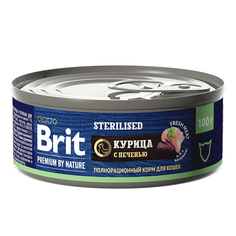 Влажный корм для кошек Brit Premium by Nature, с мясом курицы и печенью, 100 г Brit*