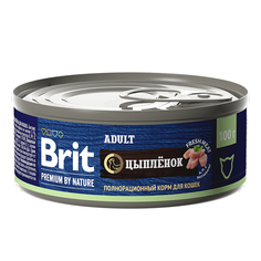 Влажный корм для кошек Brit Premium by Nature, с мясом цыплёнка, 100 г Brit*
