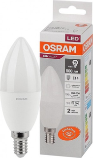 Лампа OSRAM LED Value E14 свеча B C37 10Вт, 800 лм, 4000К LV CLB 75 10SW/840 220-240V FR E