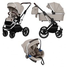 Коляска 3в1 Carrello Aurora CRL-6502/2 2022 , Almond Beige, цвет шасси: серебристый