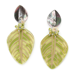 Серьги из бижутерного сплава с перламутром/перидотом Nature Bijoux NB20.2-12-74871