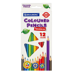 Карандаши цветные BRAUBERG PREMIUM; 12 цветов; трехгранные; грифель мягкий 3;3 мм; 181651